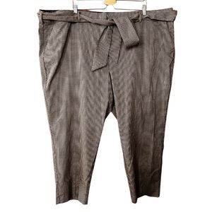 Houndstooth Tan and Brown Ankle Dress Pant - Size 28 Plus